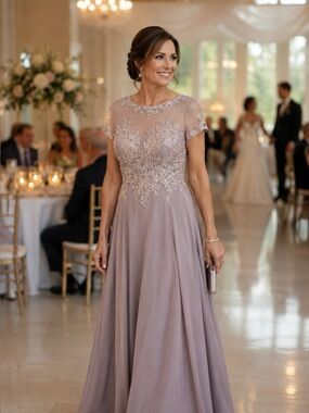 Elegant Mother of the Bride Beaded Chiffon Formal Gown